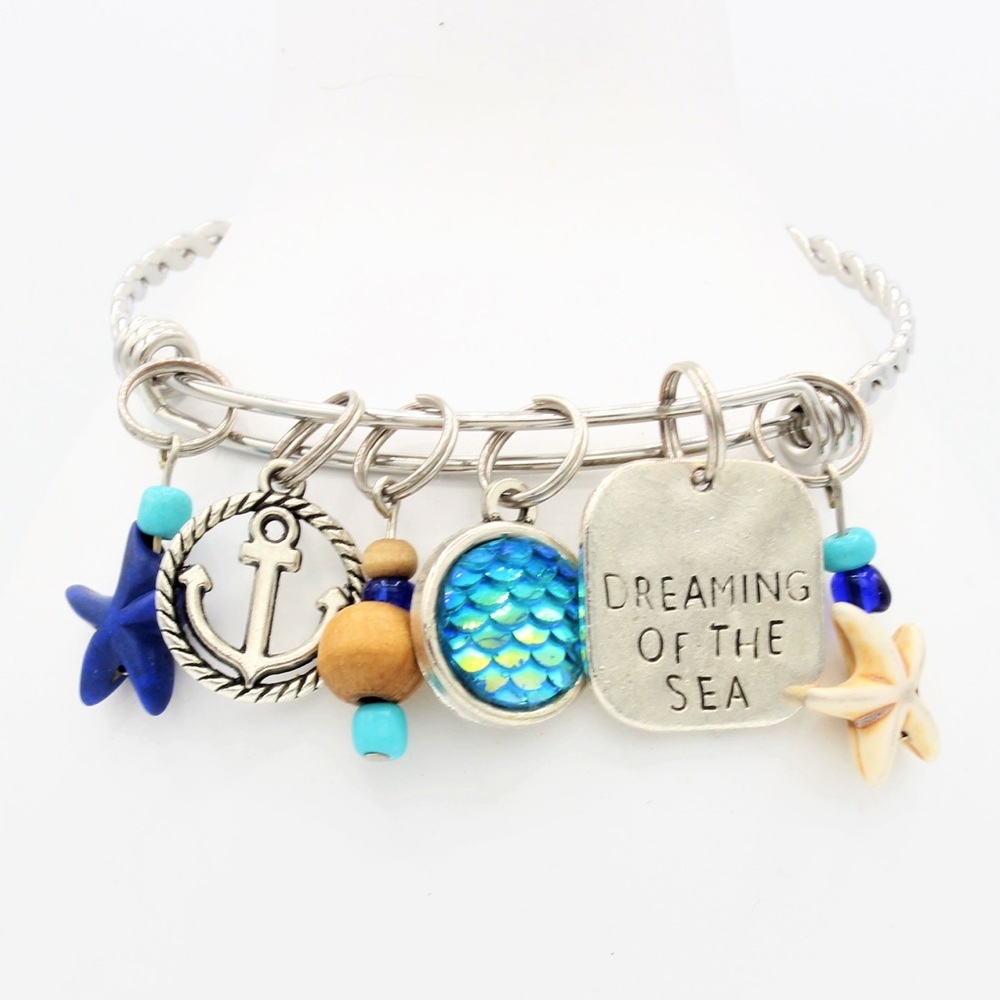 Nautical Anchor Coastal Charm Bracelet Stainless
